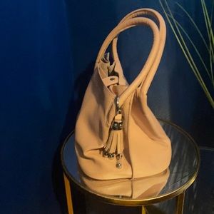 Pale pink leather look bag